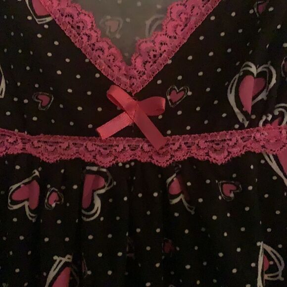 Two Piece Lace Trim Heart printed PJ short set - Picture 3 of 8
